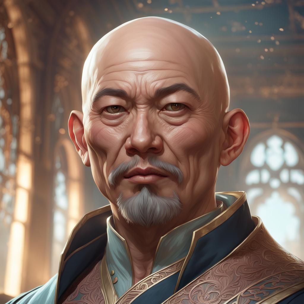 Fantasy Portrait of Bald Asian Mayor