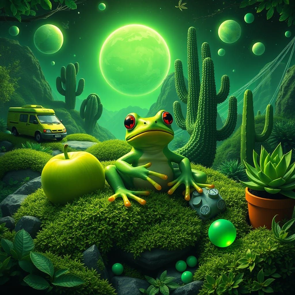 Green frog Green moss Green Apple Green leaves Green algae G...