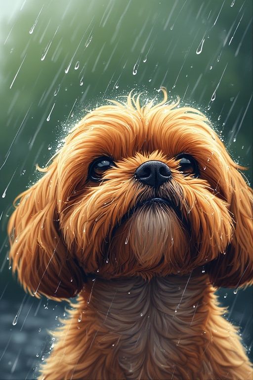 Cute Shih Tzu in the Rain