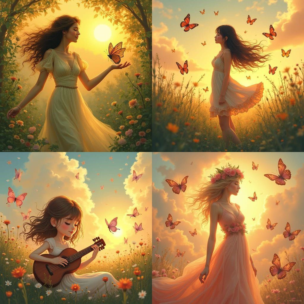 Vibrant Celestial Butterfly in a Radiant Sunset