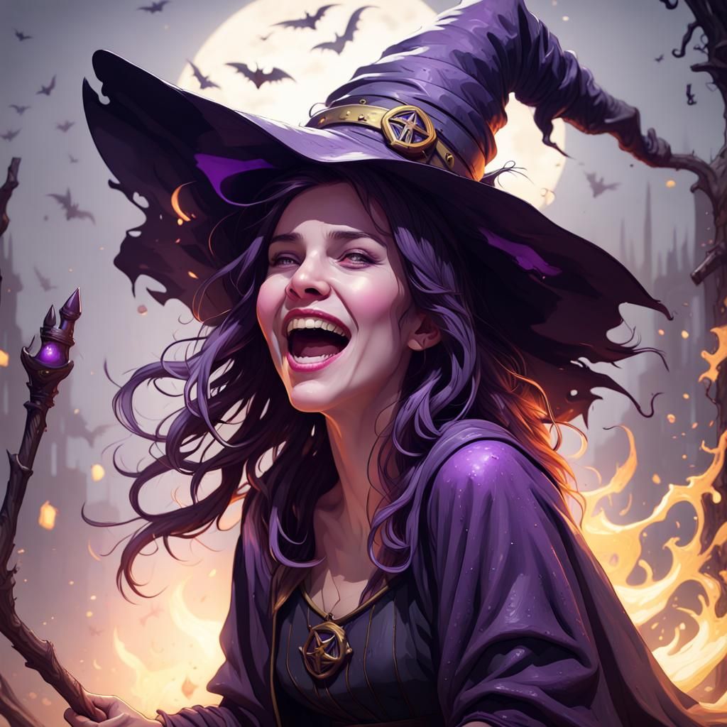 Wicked Witch Laughs as She Fades: Dark Fantasy Art