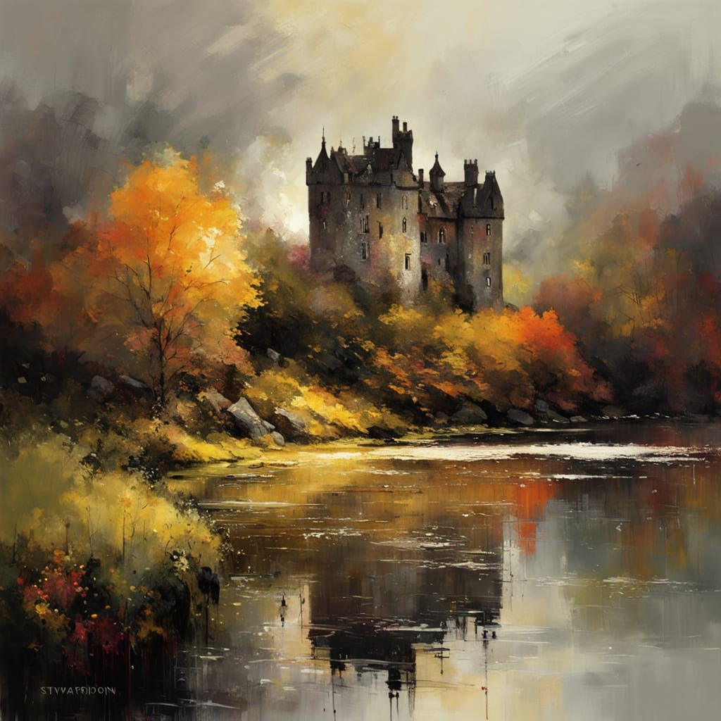  ethereal and mystical  of a old Scottish castle in autumn  by @Mapont