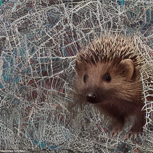 Hedgehog made of spiderwebs 
Things Made of Spiderwebs by Zinaida Serebriakova and Robert Rauschenberg