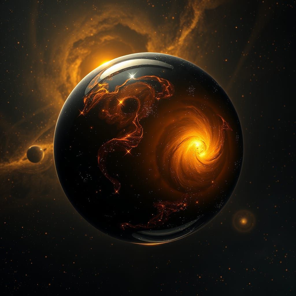 Melancholic Celestial Sphere Drifting Through Cosmos