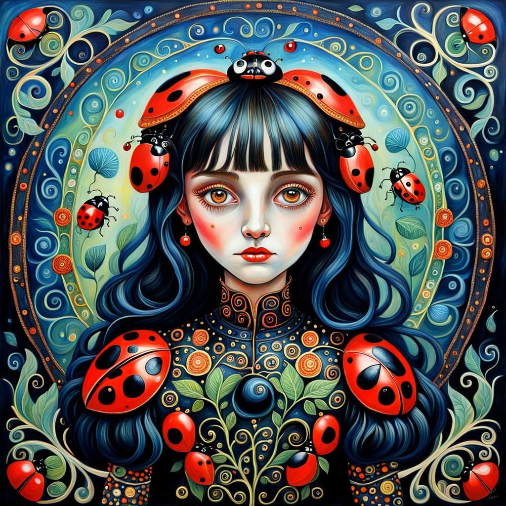 ladybug woman portrait 🐞🖼️ - AI Generated Artwork - NightCafe Creator