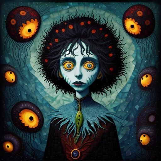 Andy Kehoe Mosaic Salvador Tim Burton Ernst - Ai Generated Artwork 