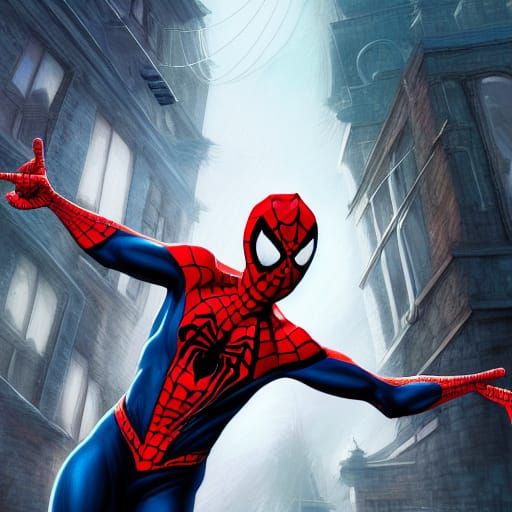 Spider-Man, Fantasy, by Kentaro Miura, hyperdetailed, trendi...