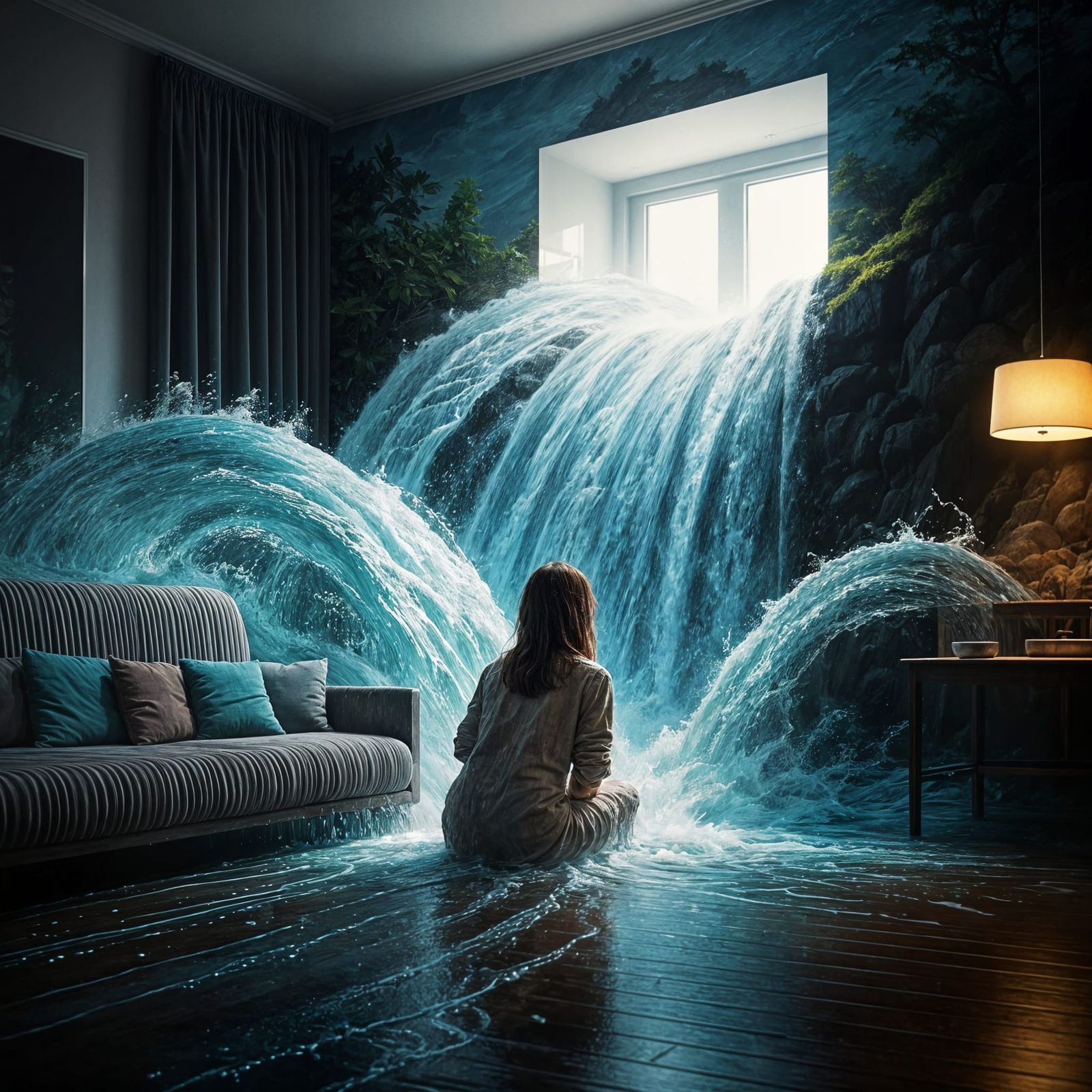 Waterfall in the window  by @Francis H