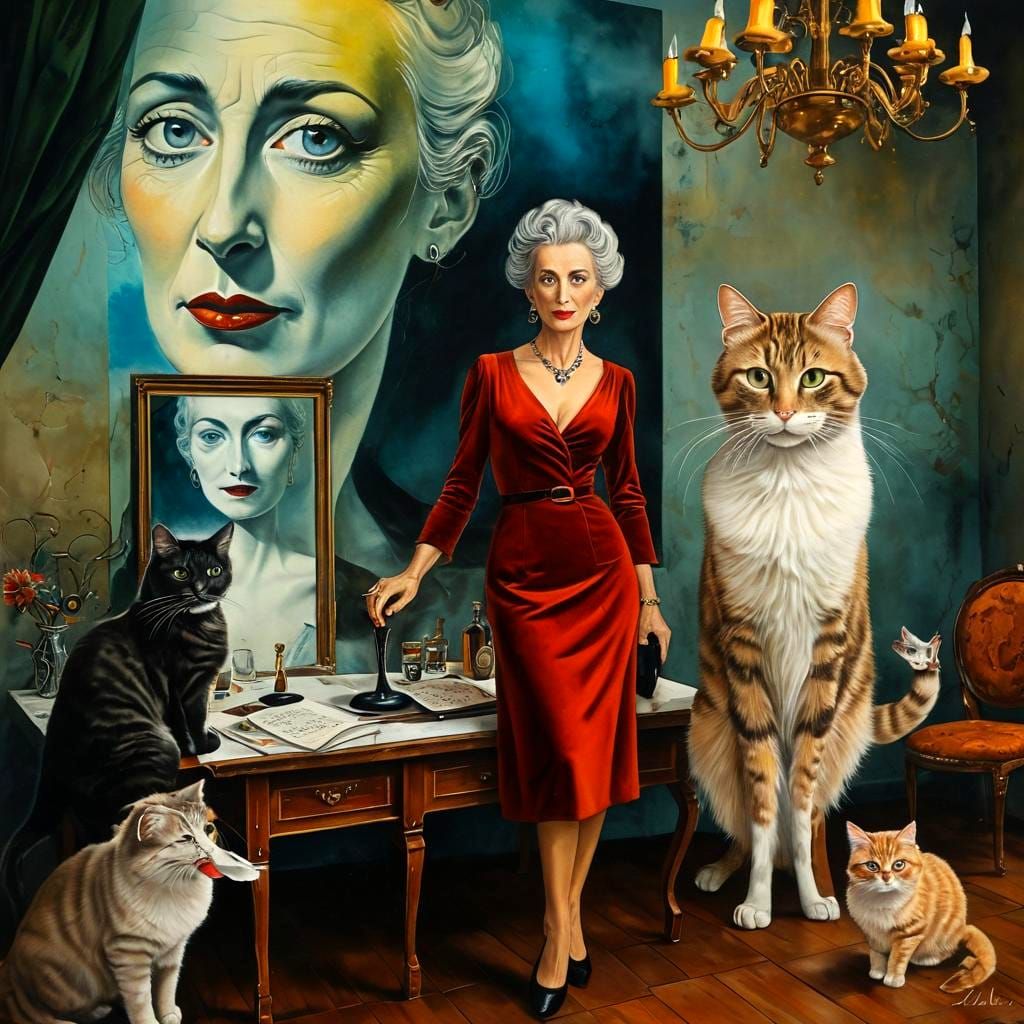 Elegant Woman with Surrealist Background