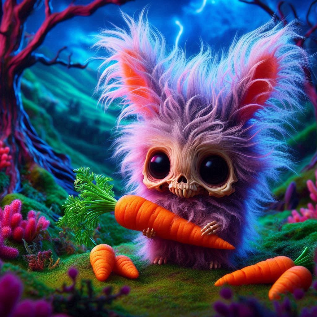 Skeletal Bunny with Carrots