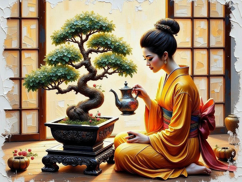 The Geisha Feels Total Harmony when she takes care of her Bo...