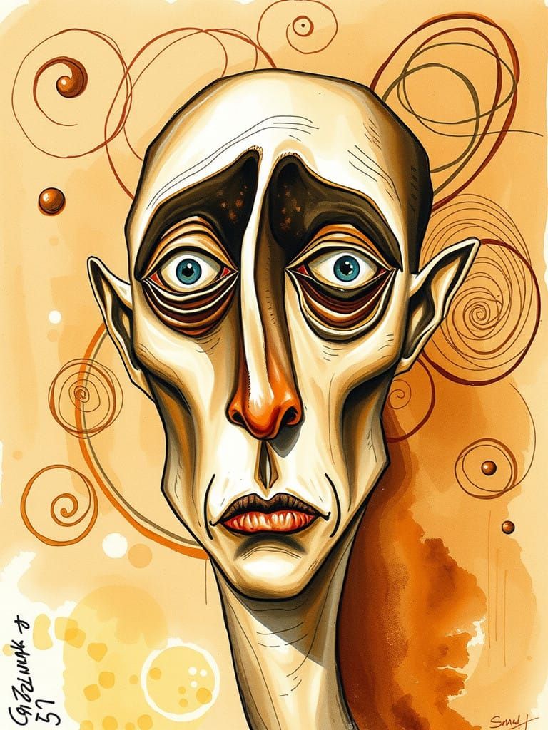 Surrealist Cubist Portrait in Muted Earth Tones