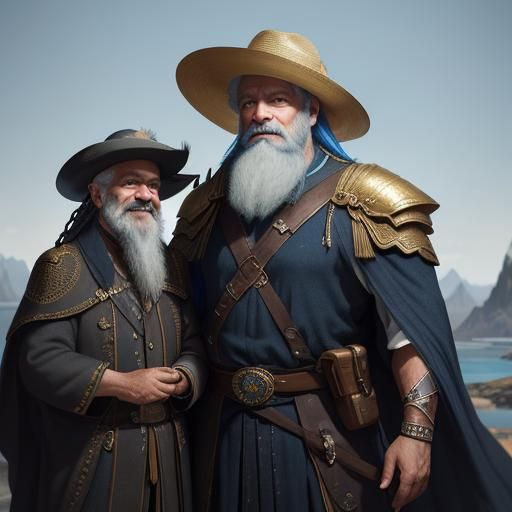 Father and Son Portrait in Vibrant Oil Painting Style