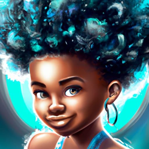 beautiful black girl,
Toddler afro puffs, blue+turquoise 
ha...