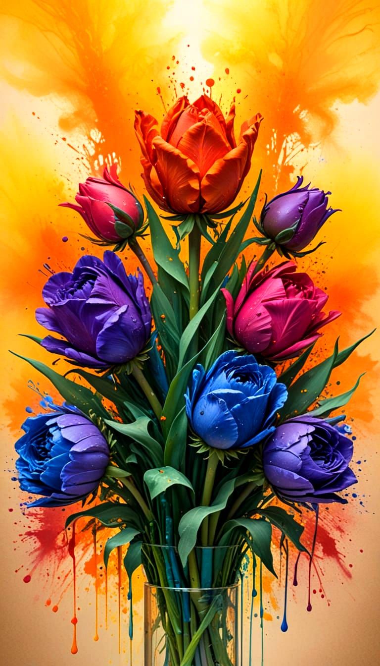 Crayon Drawing of easter flowers hand colored, intricate crayon texture, crayon concept art, very muted ...  by @SignS