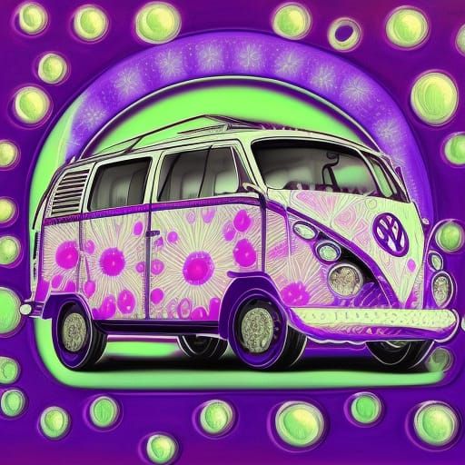 Psychedelic Combi VW - AI Generated Artwork - NightCafe Creator