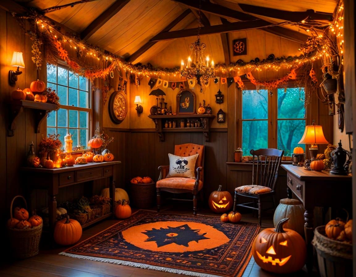 Cozy Cottage with Colorful Helloween Decoration  by @Thomas-Future