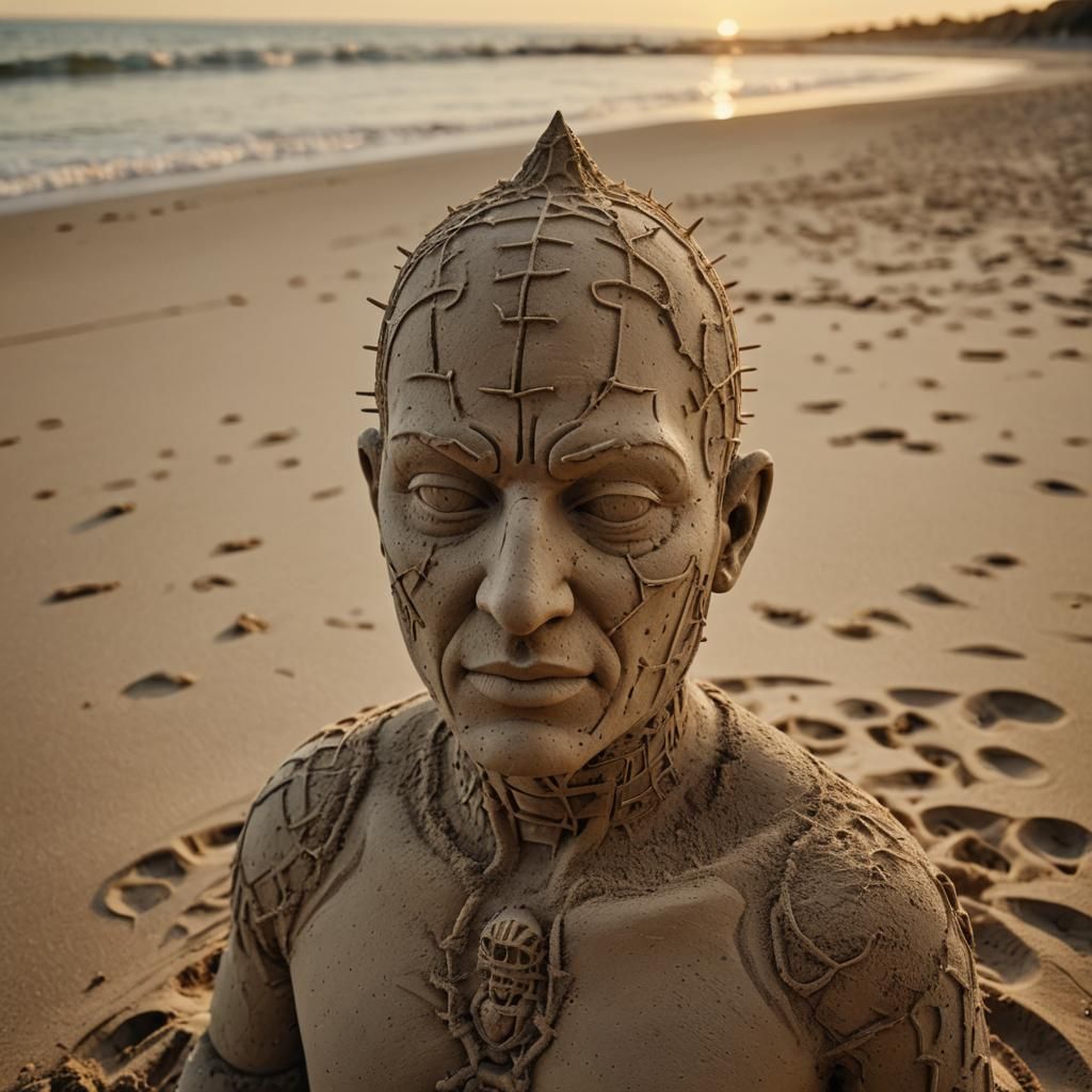 A hyperrealistic Pinhead from the Hellraiser movie, done in ...