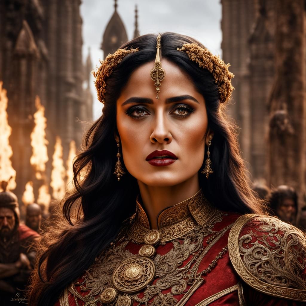 Salma Hayek as Fantasy Cleric (DreamShaper) - AI Generated Artwork ...