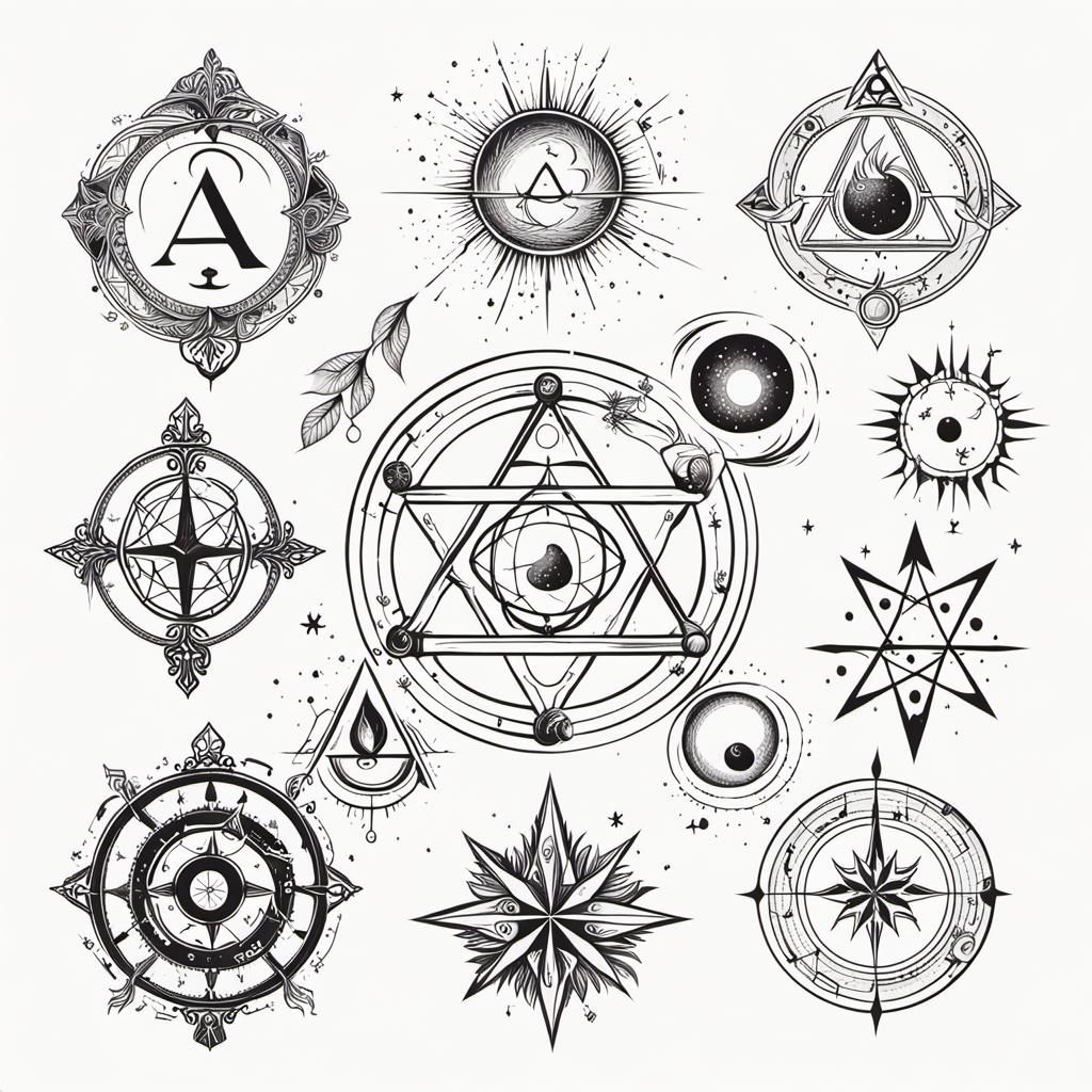 Alchemy symbols, | https://creator.nightcafe.studio/creation...