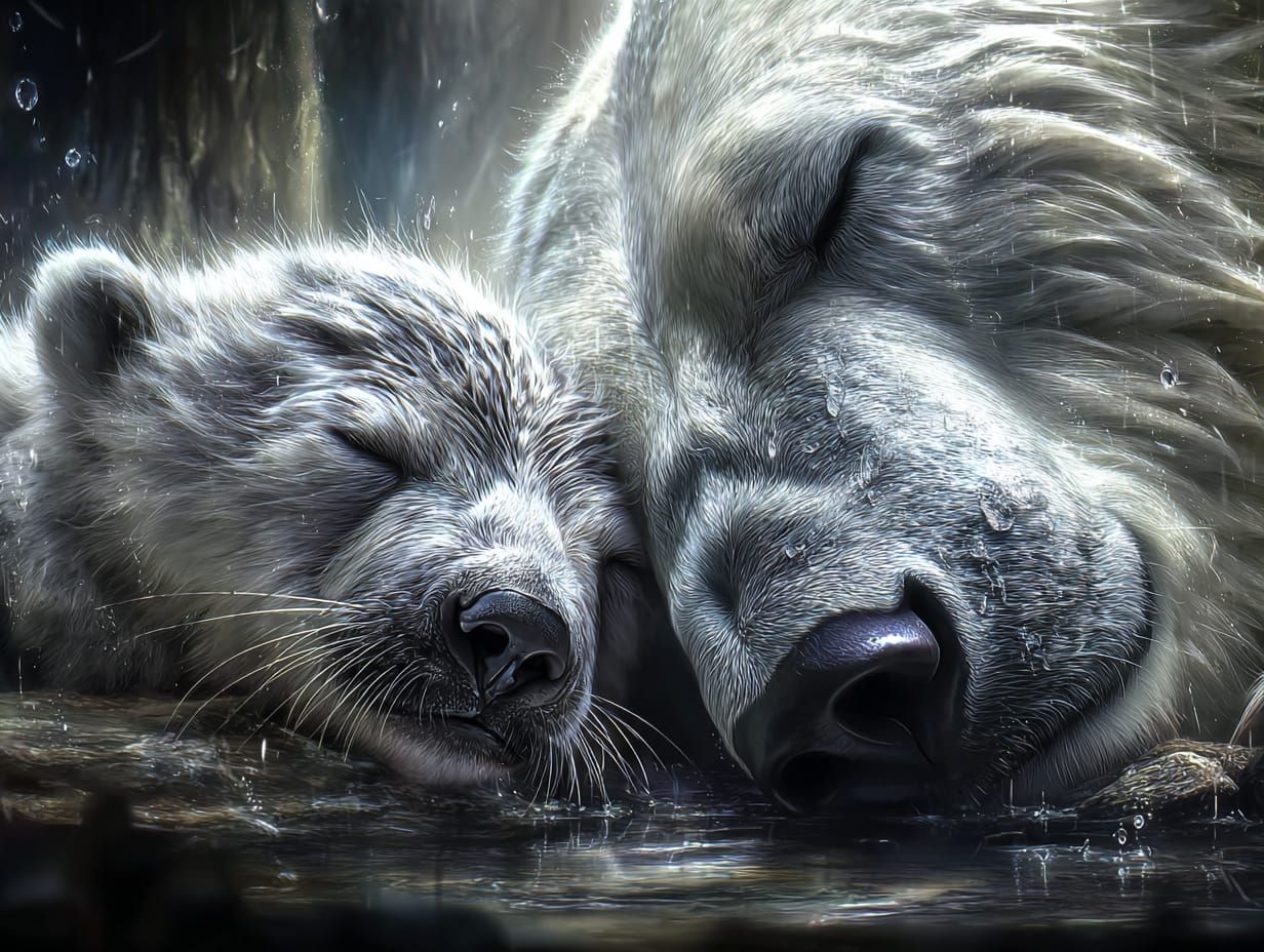 baby seal and giant polarbear