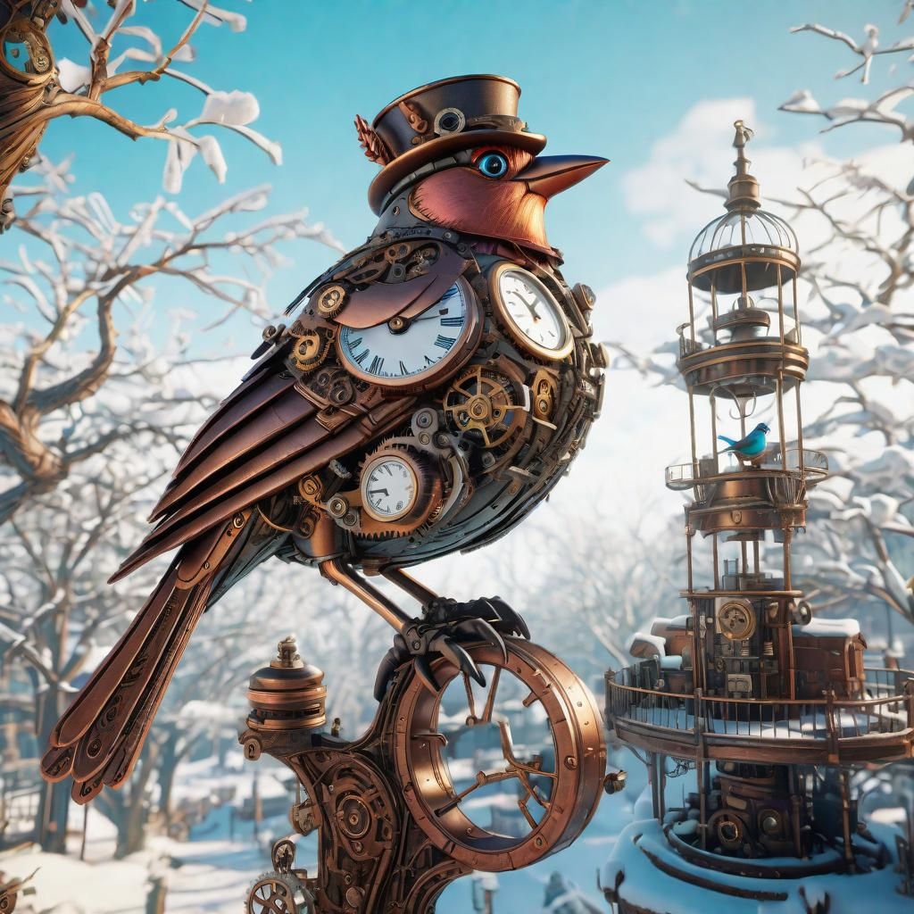 Steampunk winter bird   by @MArt