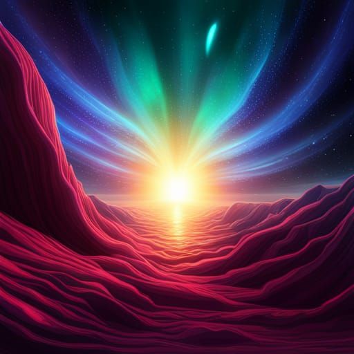 Generate a design of a psychedelic galaxy with stars, planet...