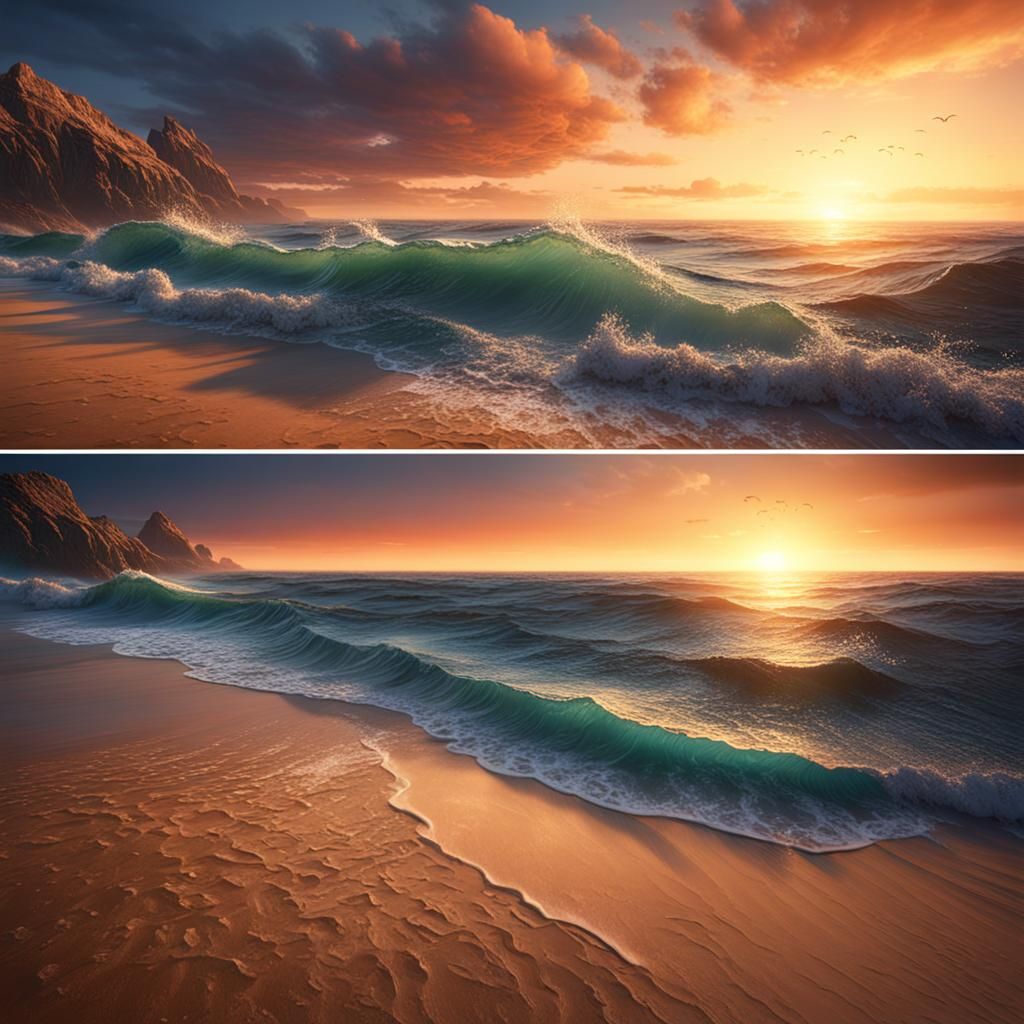 Sunset on sandy beaches
