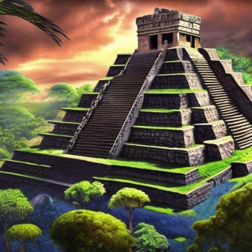 Mayan temple in the jungle - AI Generated Artwork - NightCafe Creator