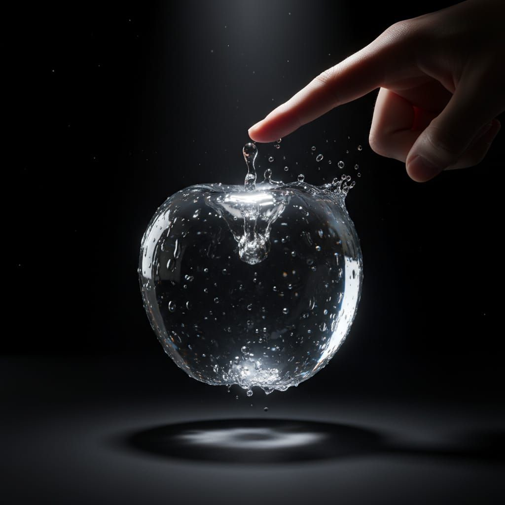 An apple made of water  by @ArtByAj