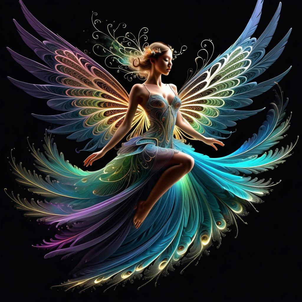 a winged fairy in flight  by @Staircase Flash