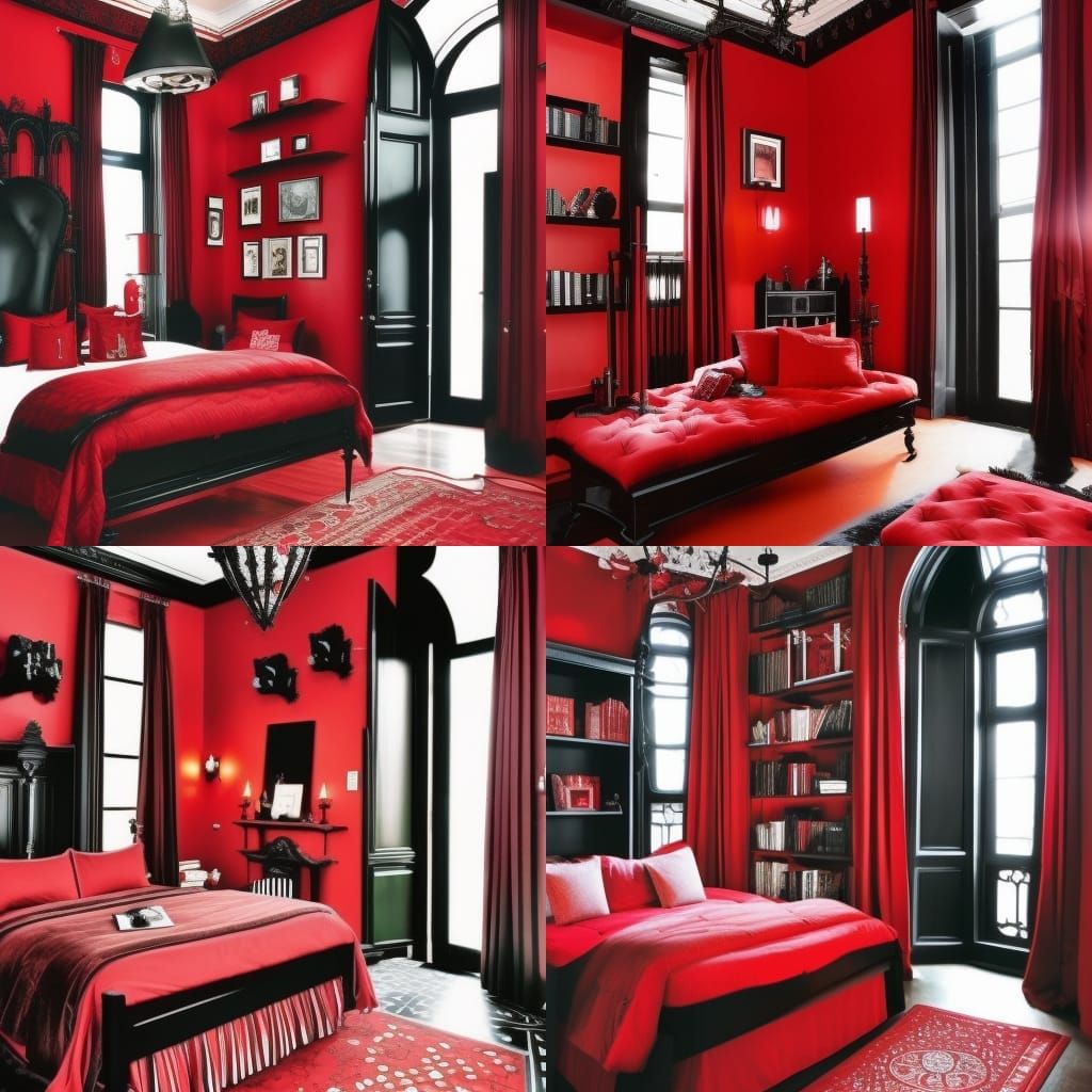 Red and deals black bedroom furniture