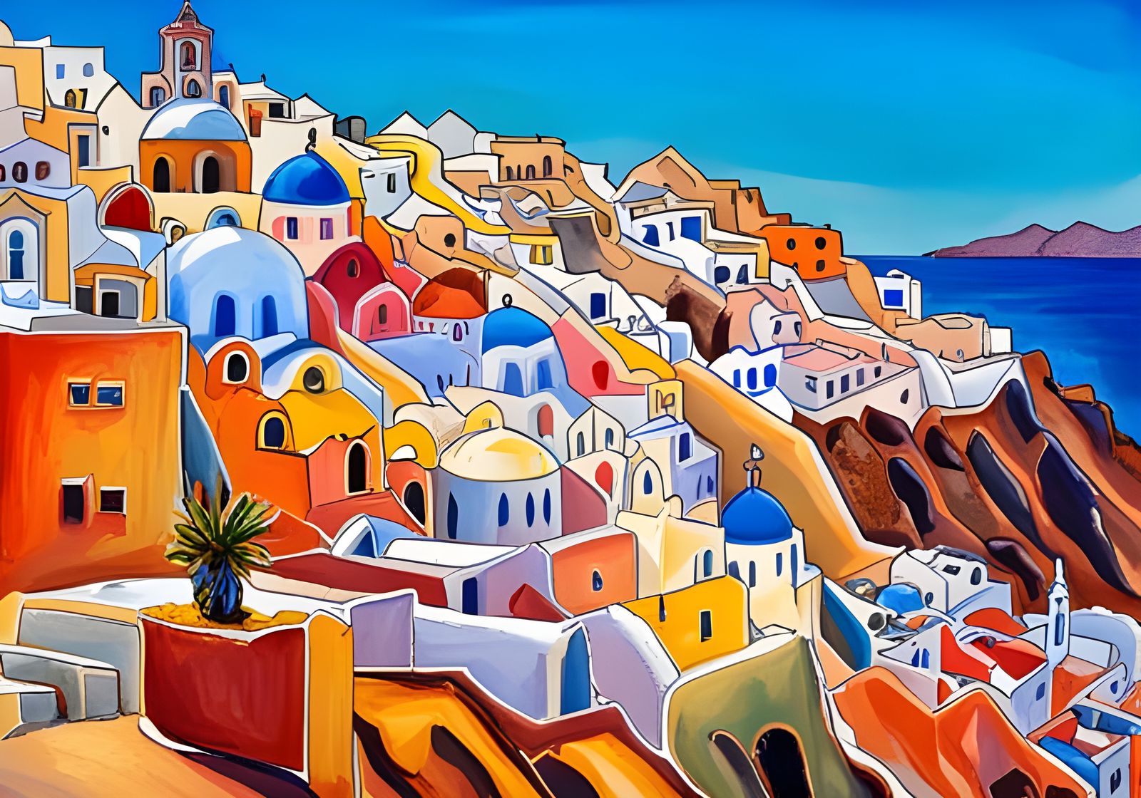 beautiful Santorini - AI Generated Artwork - NightCafe Creator