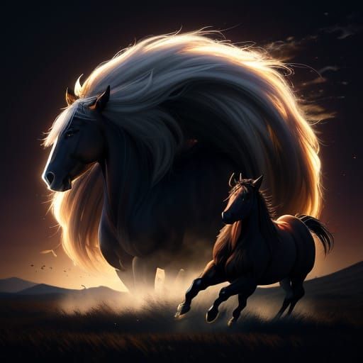 Coffee Horse in Golden Hour Anime Style