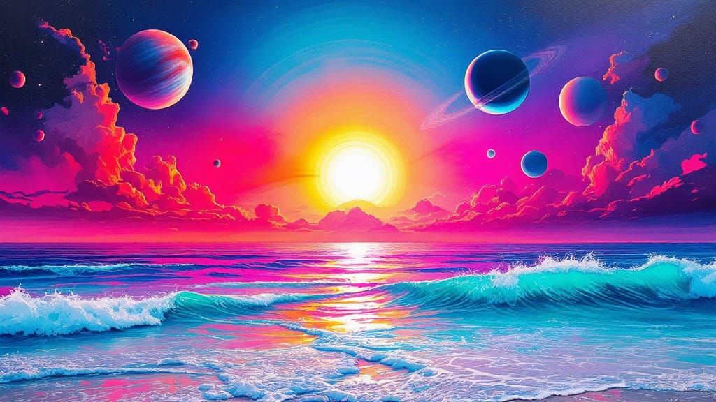 A majestic mother wolf, her fur shimmering with bioluminescent patterns, stands at the edge of an ancient, moss-covered forest. Strange, glo... - Start Image 1