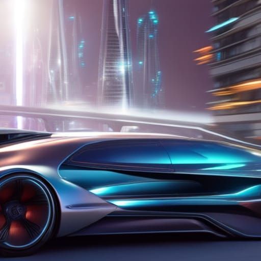Futuristic car in futuristic city