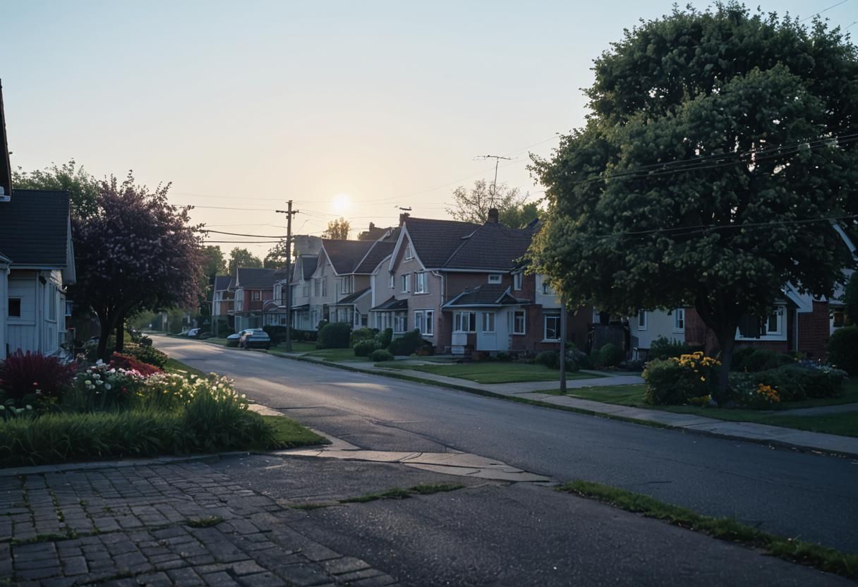 HIPER REALISTIC HOUSES ON A STREET, TREES AND WARM FLOOR