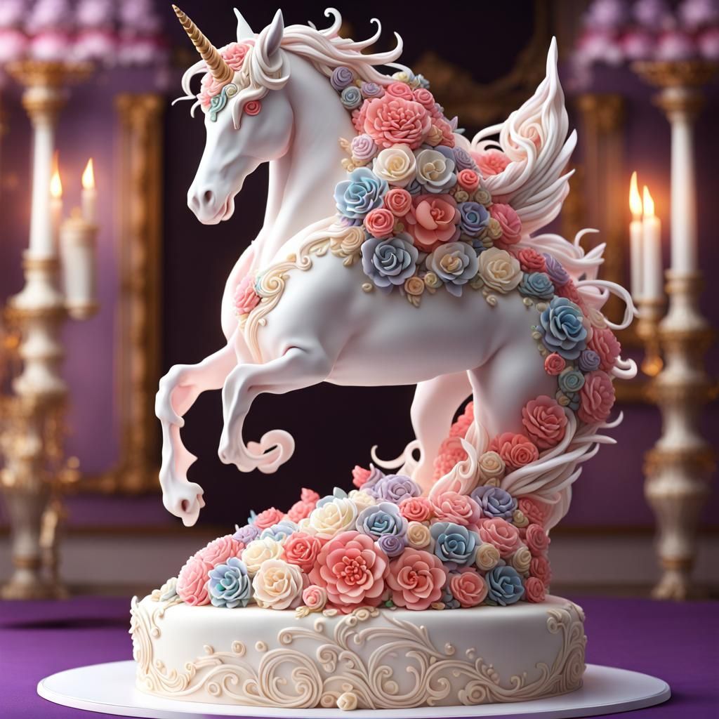 Unicorn cake sculpture  by @Xamosila