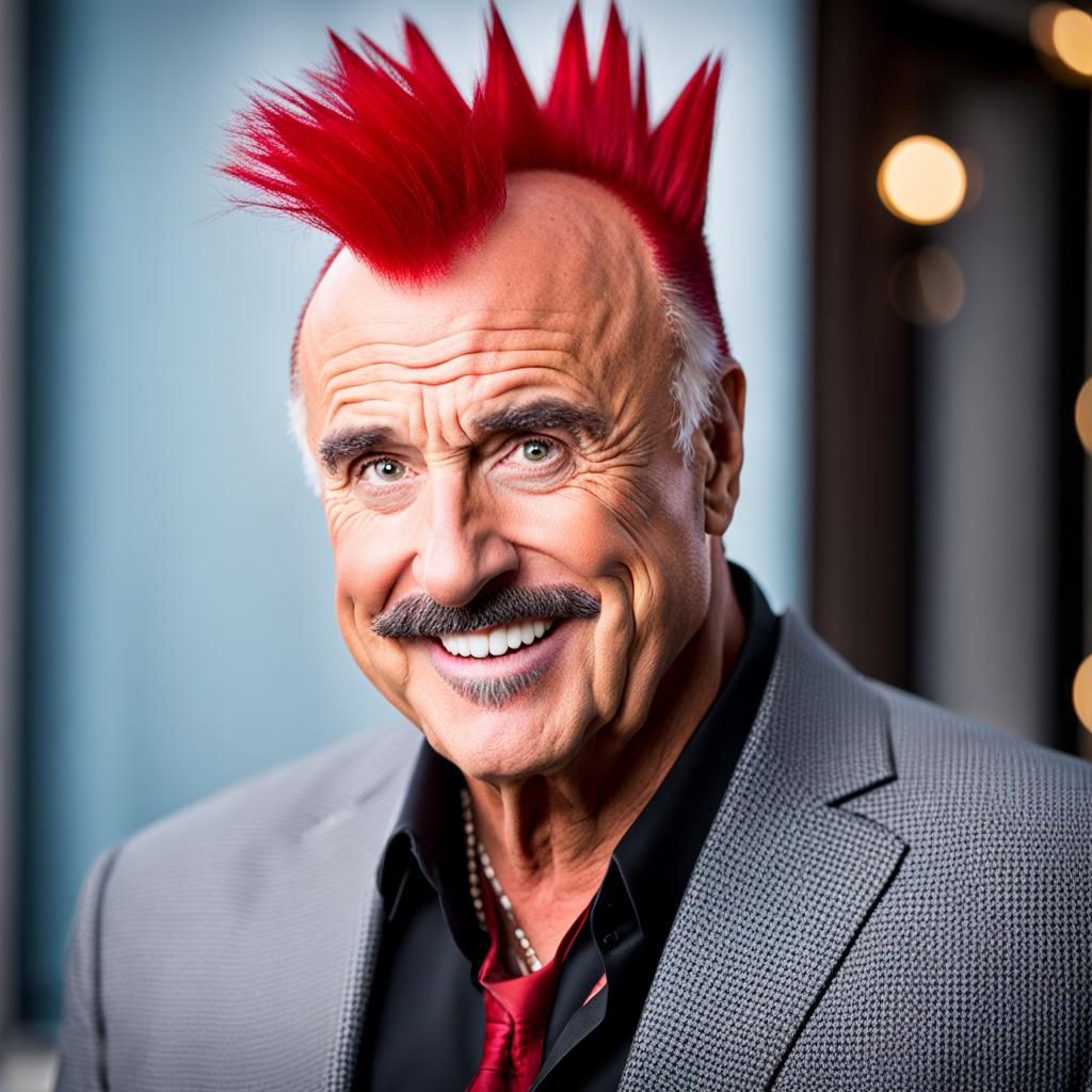 Dr Phil with a bright red Mohawk AI Generated Artwork