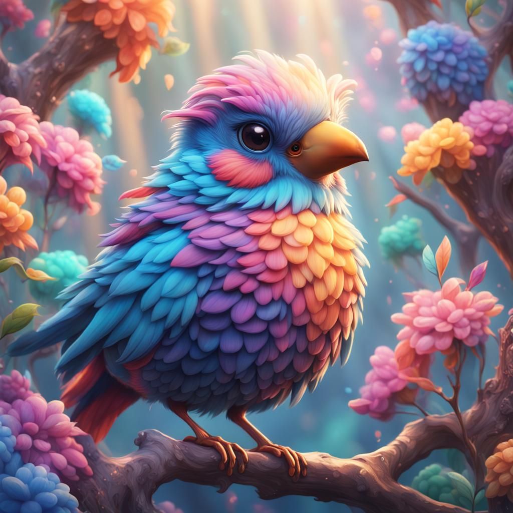 pastel cute vibrant bird