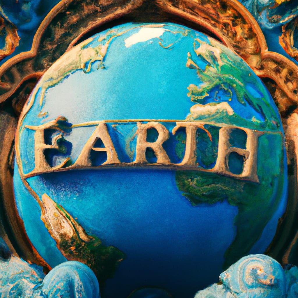 Whimsical 3D Earth Planet in Art Nouveau Style