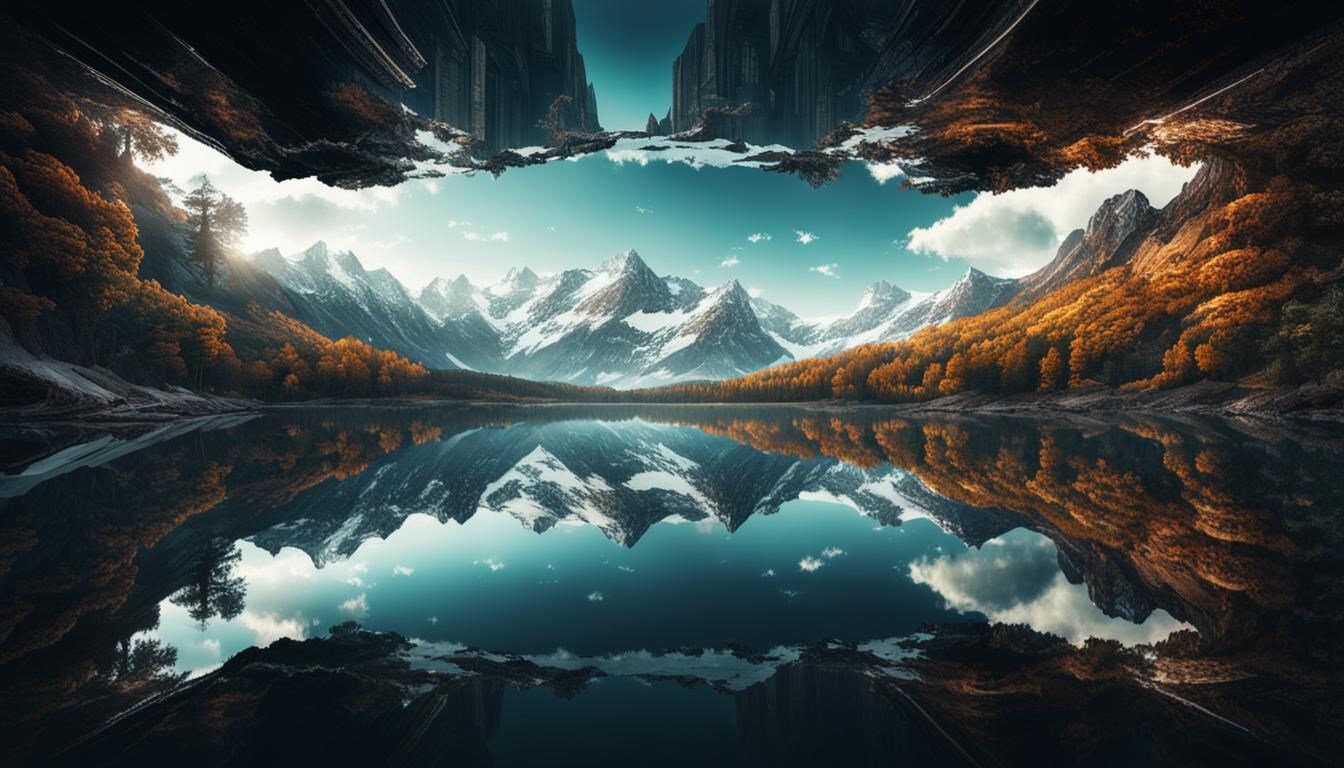 Stunning upsidedown mirror reflection in a lake   by @Dorian