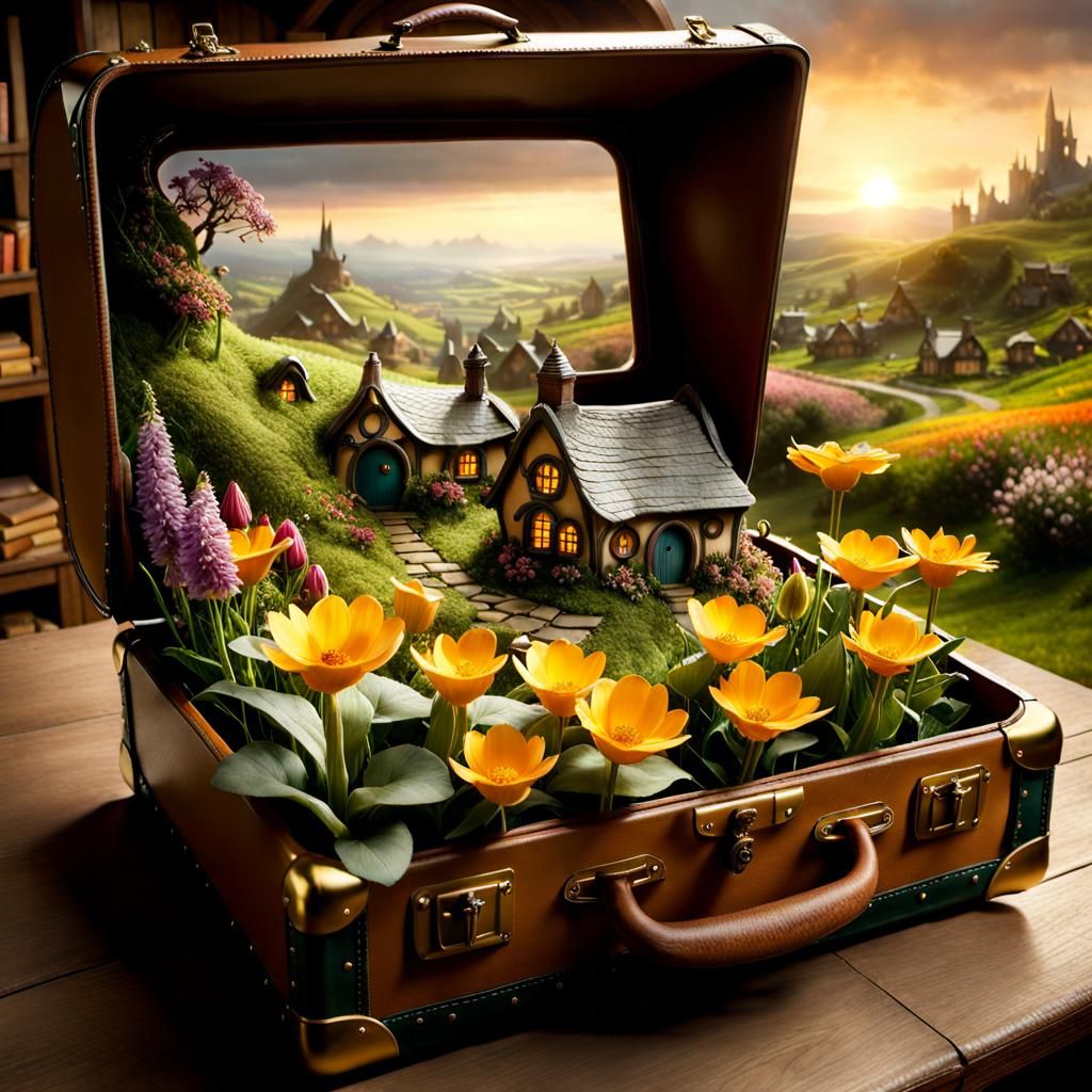 LOTR - Hobbit-village in a suitcase  by @Jaybee