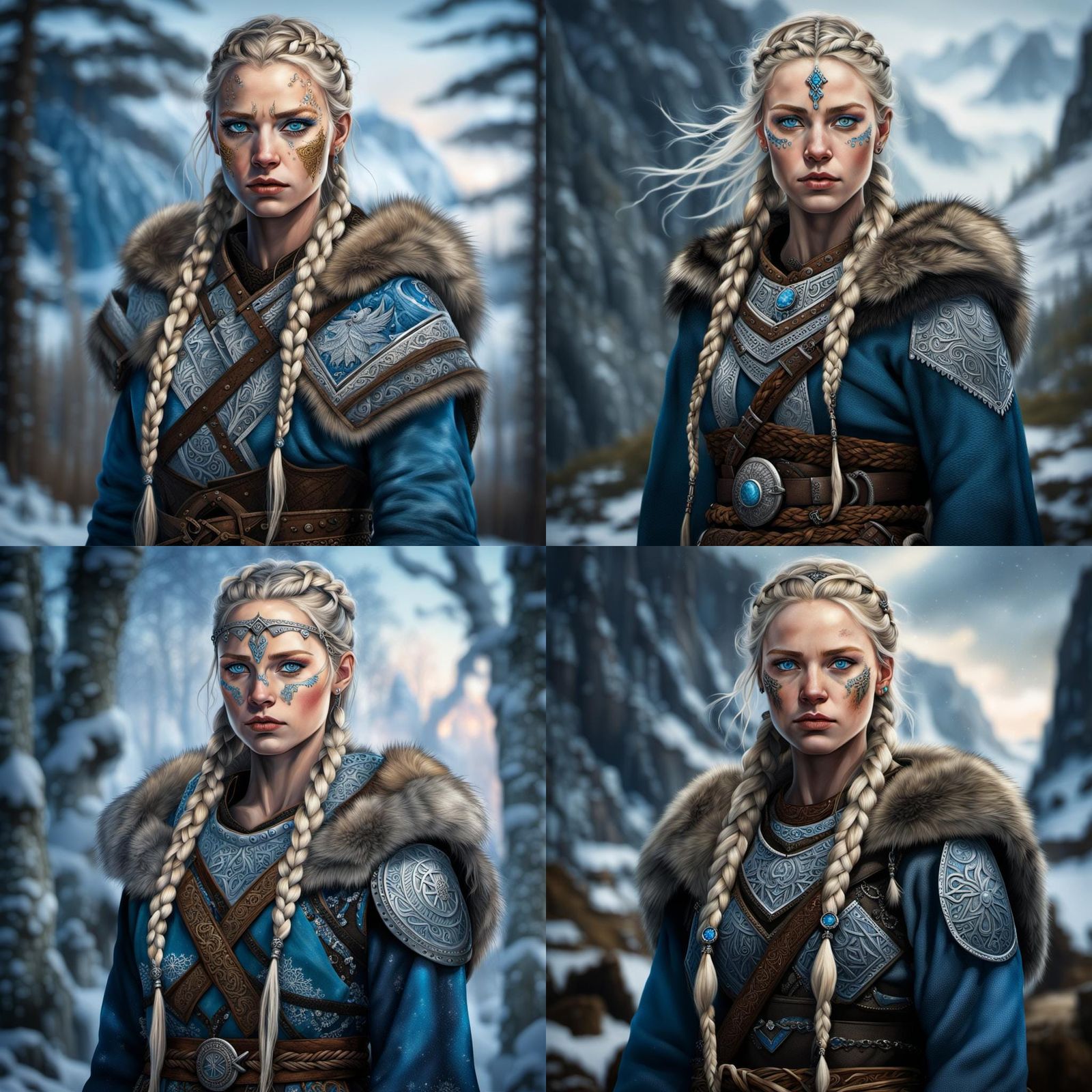 A proud Nordic girl stands, her presence radiating unwaverin...