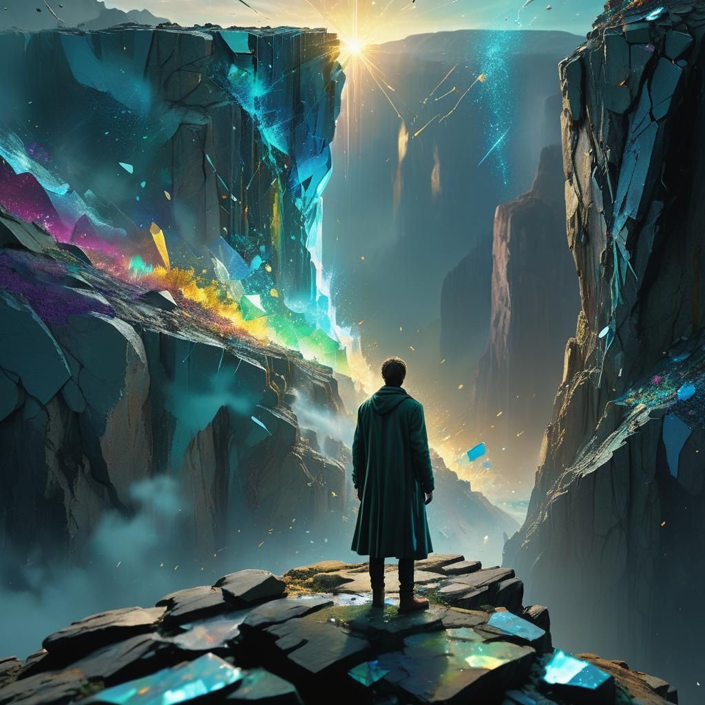 Psychedelic Color War Framed in Shattered Glass