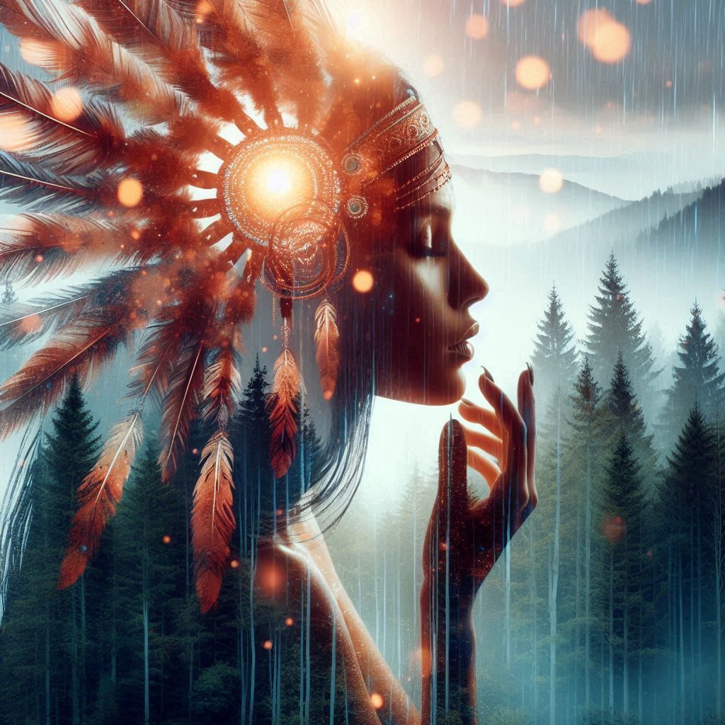 double exposure beautiful fantasy DALL-E 3 portrait landscape..