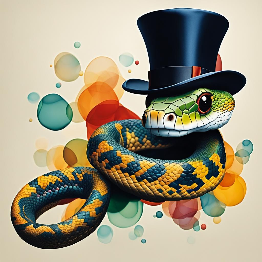 Cute snek in hat - AI Generated Artwork - NightCafe Creator