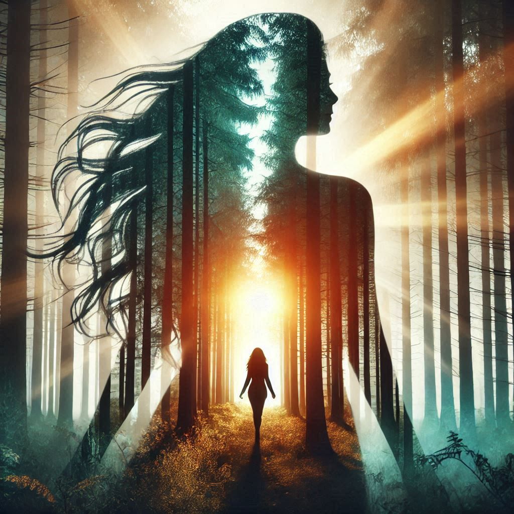 double exposure beautiful fantasy DALL-E 3 portrait landscap...