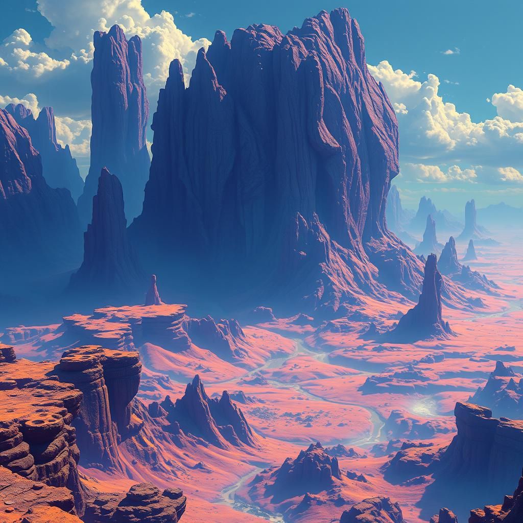 Vibrant Fantasy Landscape Art in Striking Contrasts