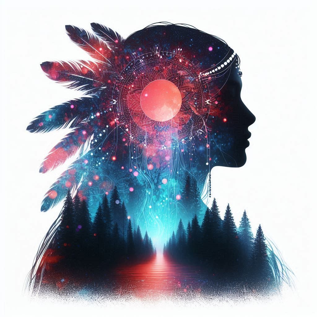 double exposure beautiful fantasy DALL-E 3 portrait landscap...